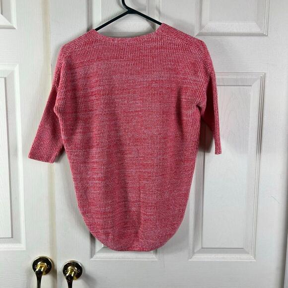 Express Knit Sweater Womans XS Red Solid Short Sleeve Spring Sweater Cotton - Picture 4 of 7